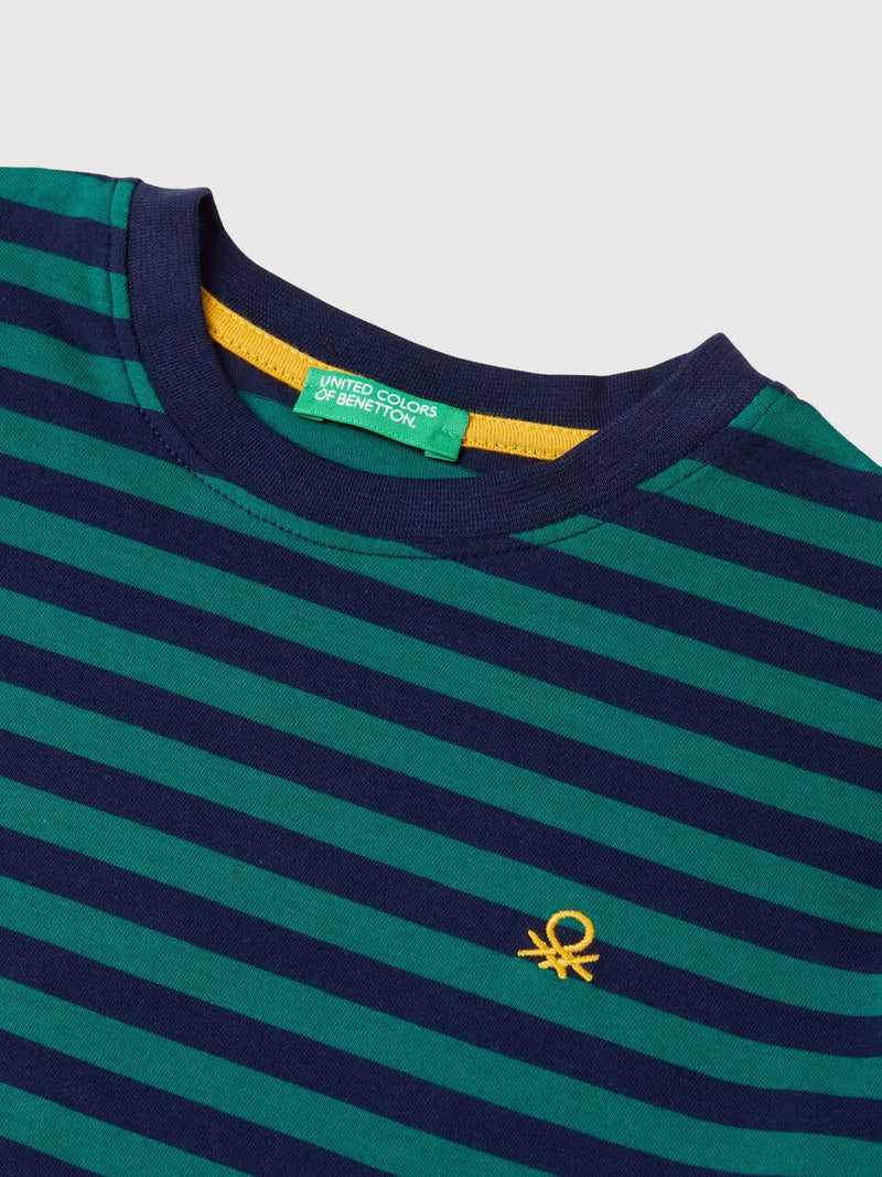 Striped Long Sleeve T-Shirt - Green/navy