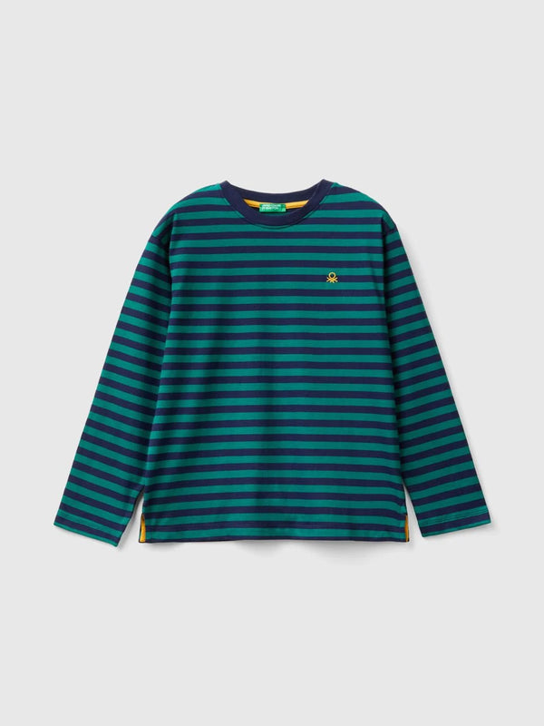 Striped Long Sleeve T-Shirt - Green/navy