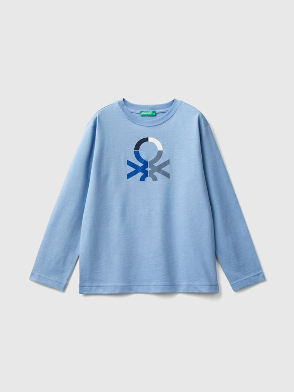 Front Logo Long Sleeve T-Shirt - Light Blue