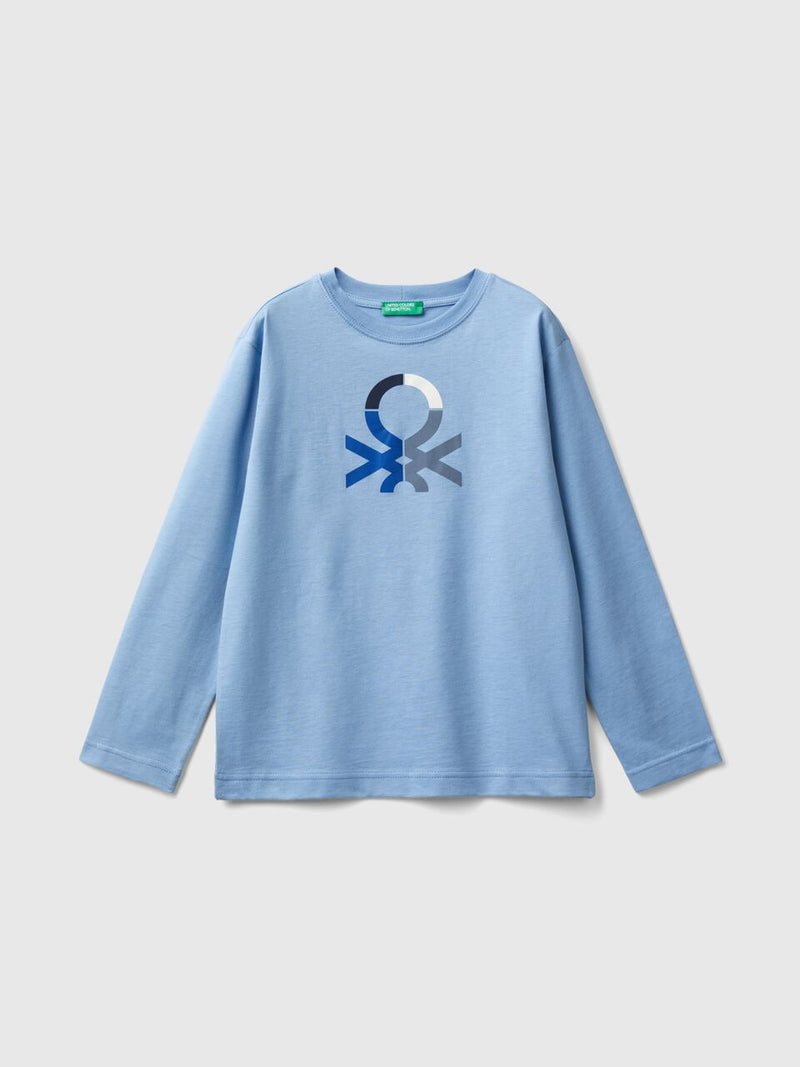 Front Logo Long Sleeve T-Shirt - Light Blue