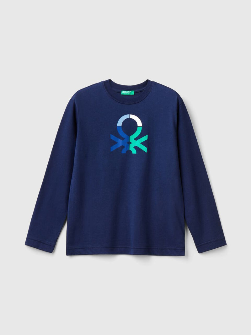 Front Logo Long Sleeve T-Shirt - Navy