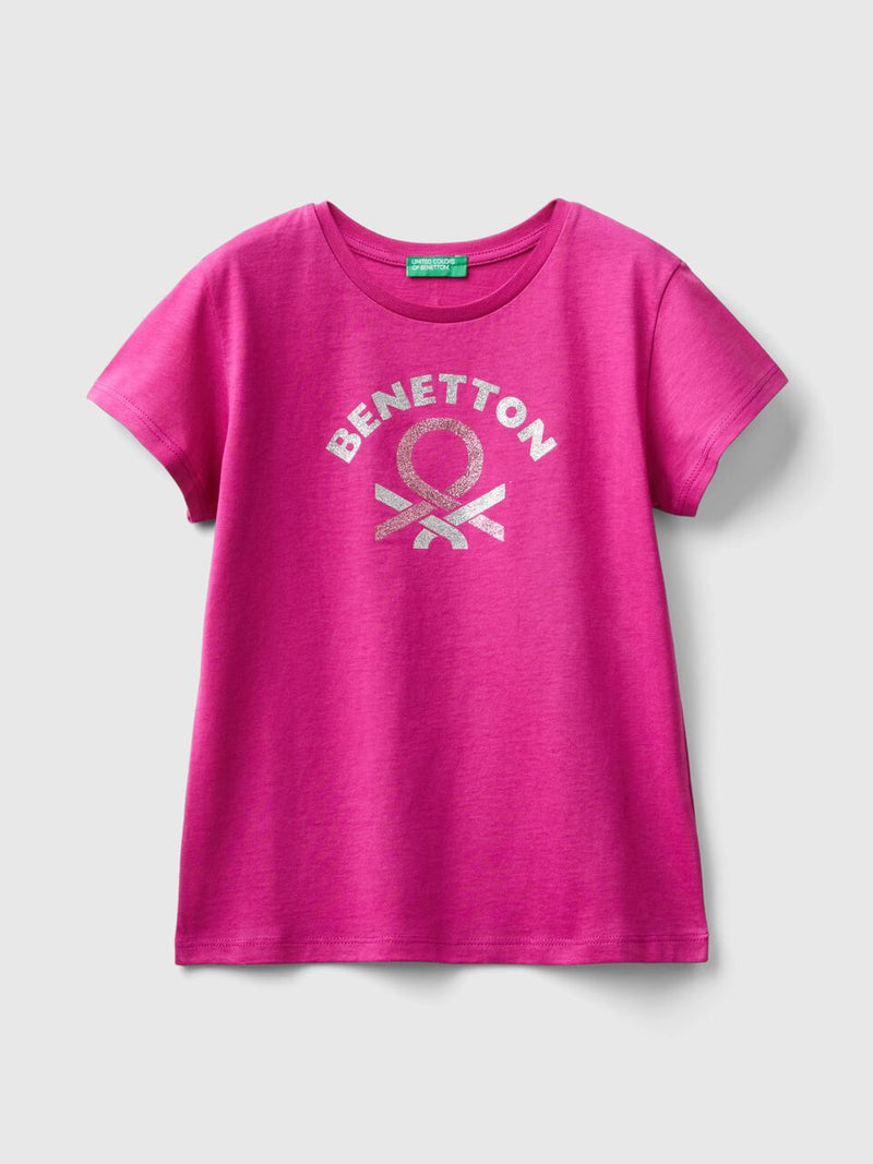 Glitter Logo T-Shirt - Fuchsia