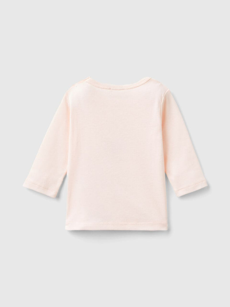 Front Print Long Sleeve T-Shirt - Soft Pink