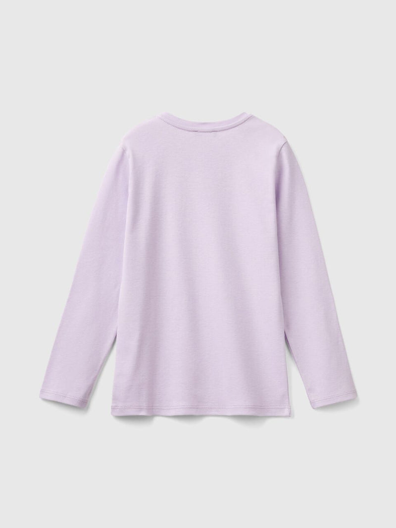 Glitter Logo Long Sleeve T-Shirt - Lilac