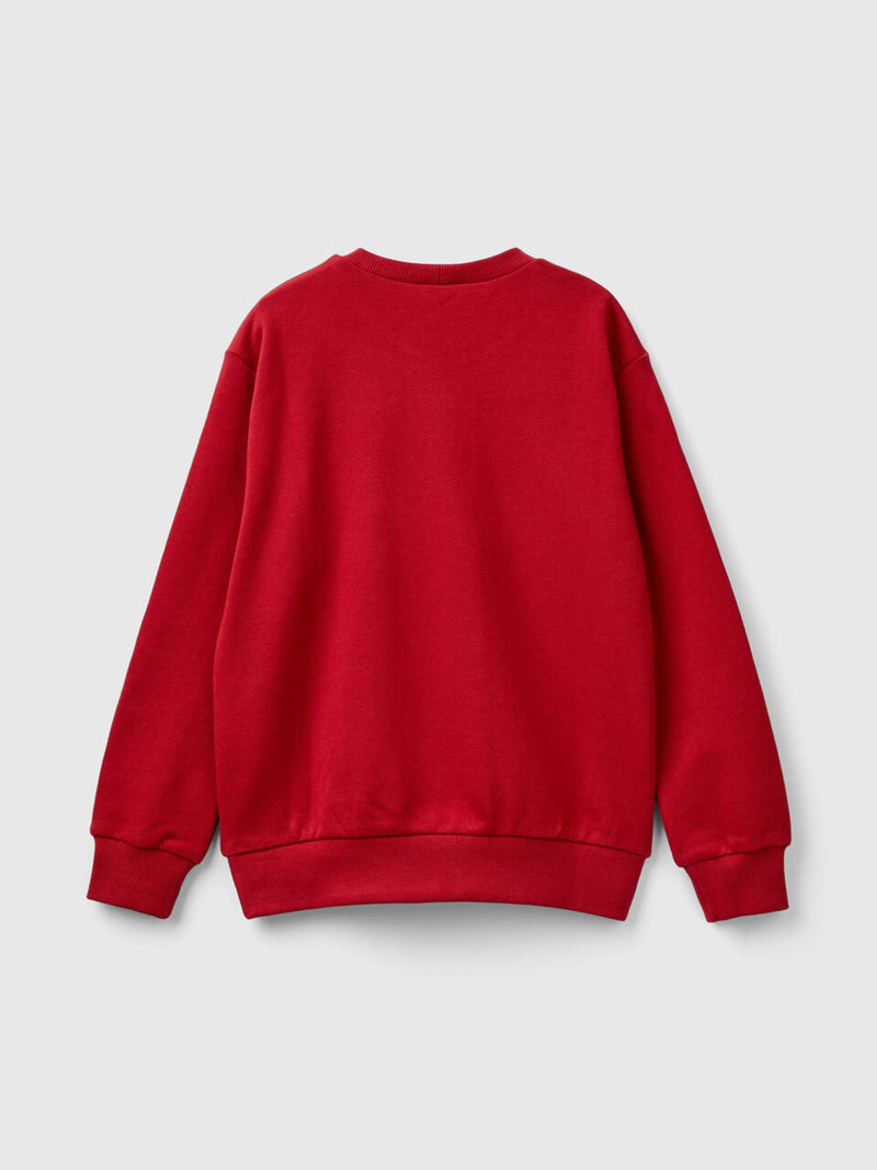 Front Logo Round Neck Sweatshirt - Red