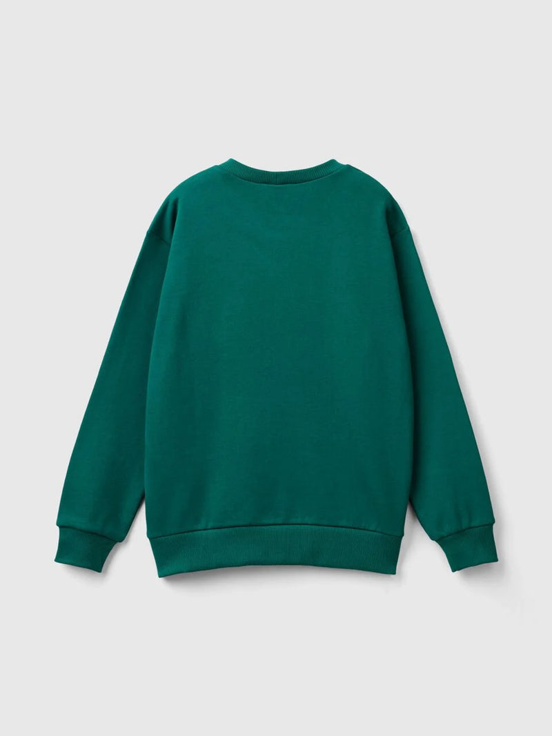 Front Logo Round Neck Sweatshirt - Dark Green