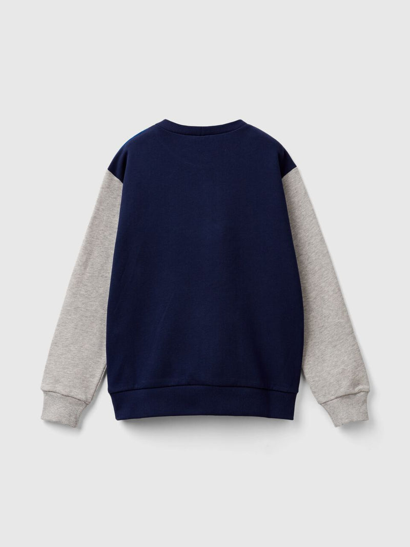 Front Logo Round Neck Sweatshirt - Blue/grey