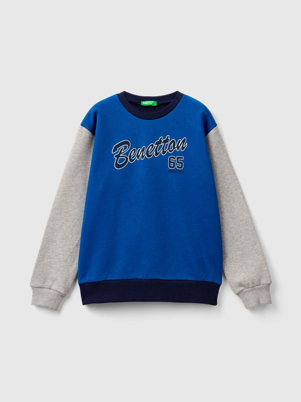 Front Logo Round Neck Sweatshirt - Blue/grey