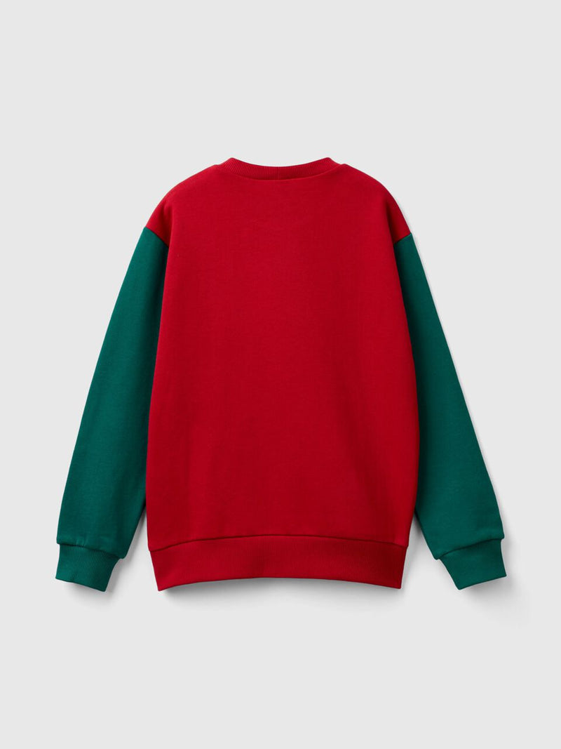 Front Logo Round Neck Sweatshirt - Red/navy