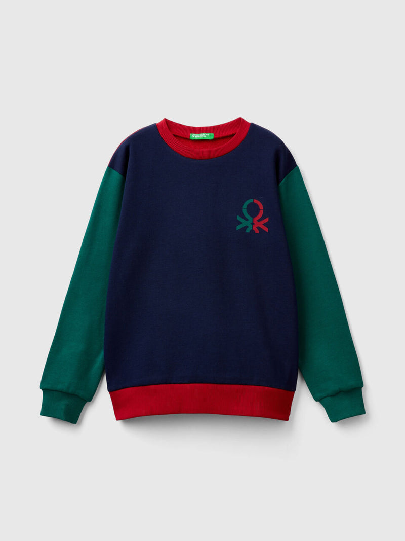 Front Logo Round Neck Sweatshirt - Red/navy