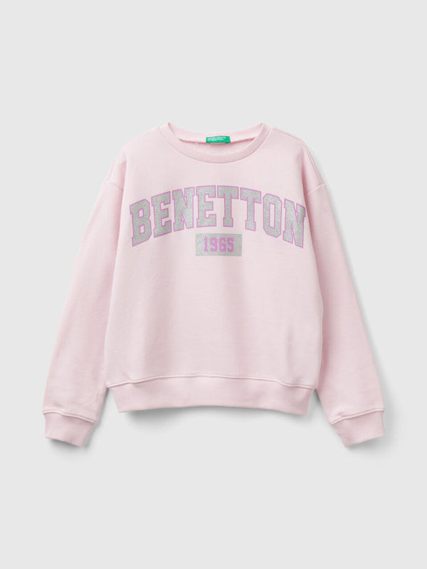 Glitter Logo Round Neck Sweatshirt - Pink