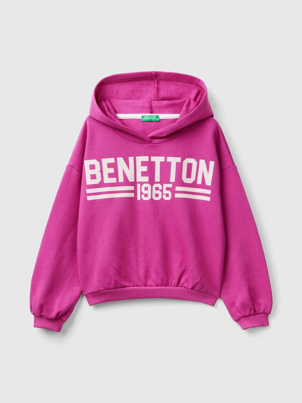 Dropped Shoulders Logo Hoodie - Fuchsia