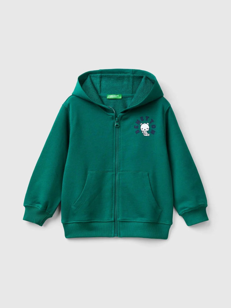 Boys Logo Zip Hoodie - Dark Green