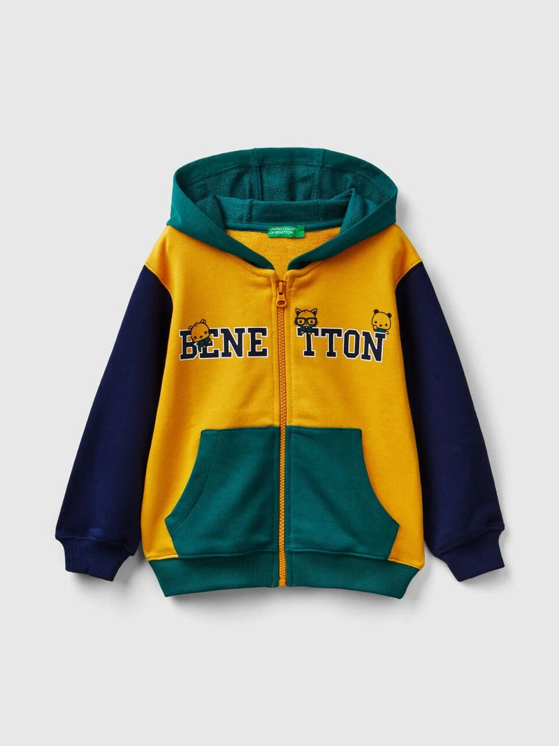 Boys Logo Zip Hoodie - Gold/green