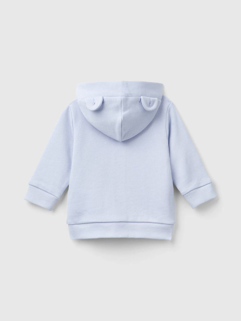 Plain Zipped Hoodie - Light Blue