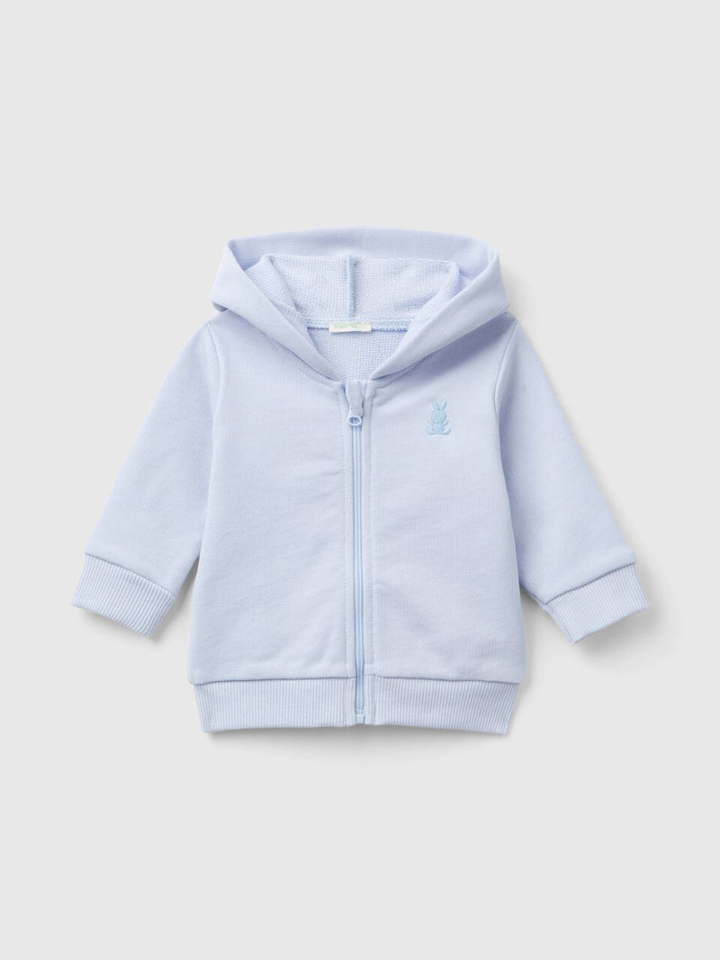 Plain Zipped Hoodie - Light Blue