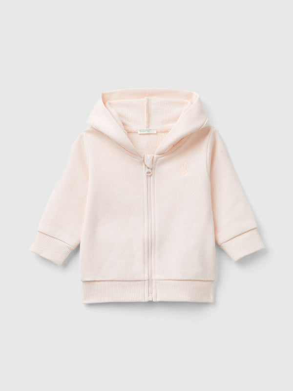 Plain Zipped Hoodie - Soft Pink