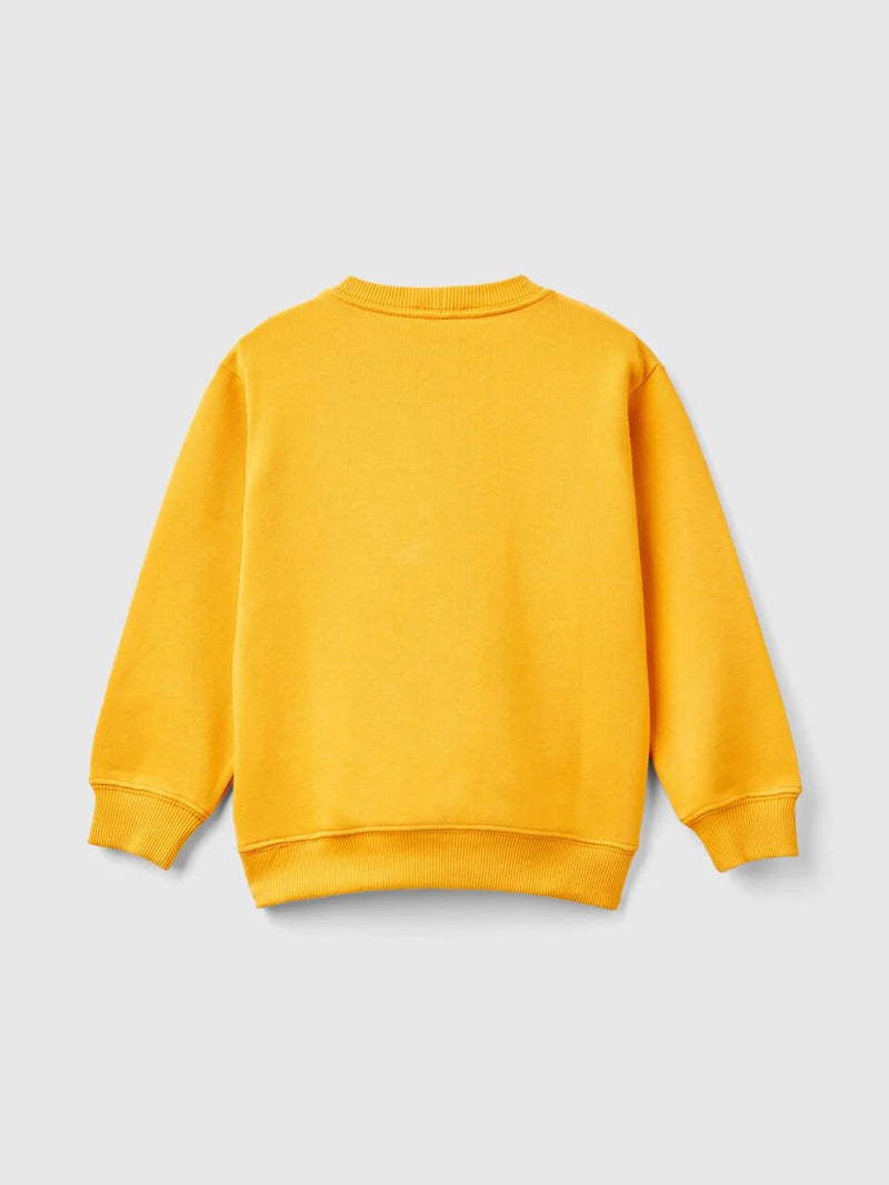 Front Logo Round Neck Sweatshirt - Mustard