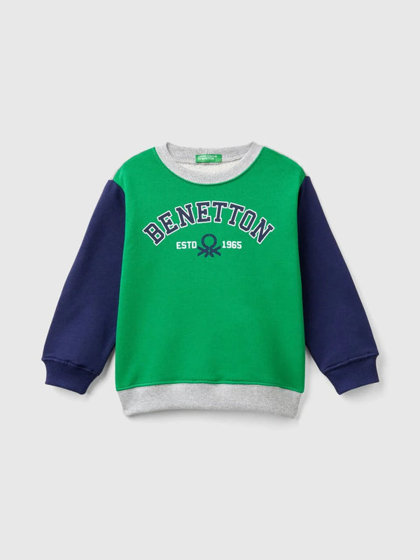 Front Logo Round Neck Sweatshirt - Green/grey