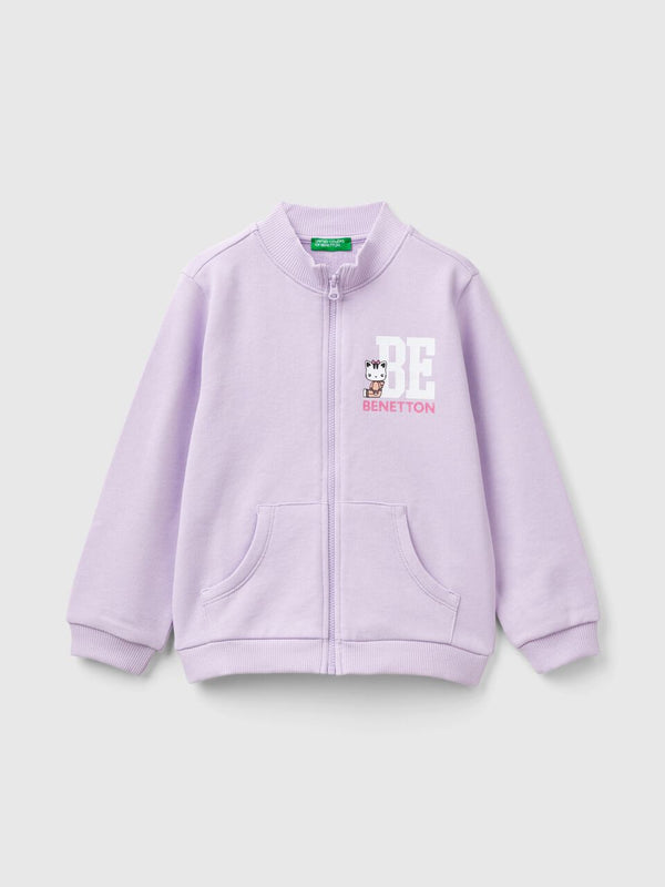 Front Logo Zipped Hoodie - Lilac