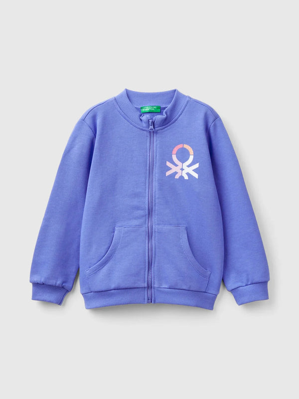 Front Logo Zipped Hoodie - Periwinkle