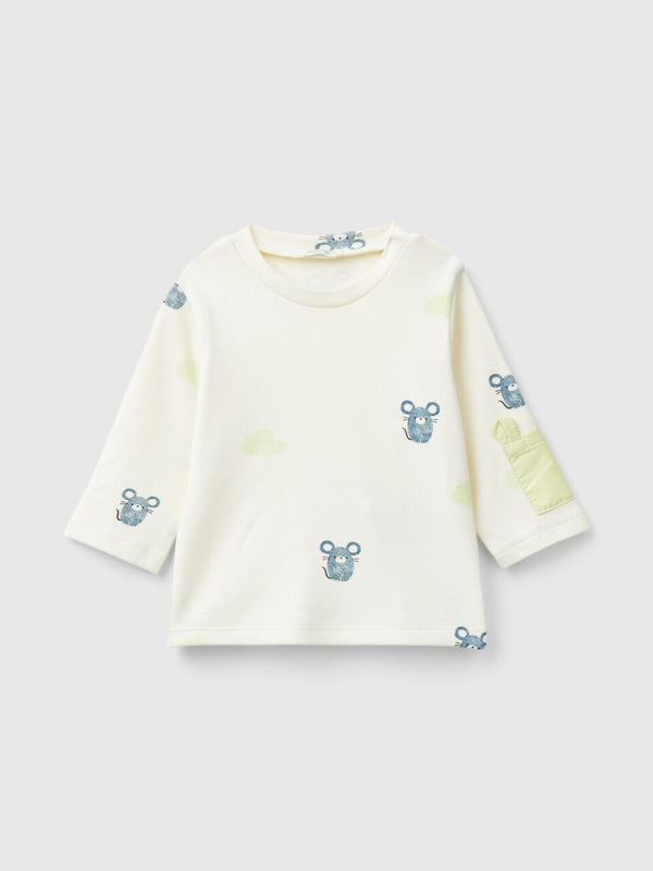 Mouse Print T-Shirt - Creamy White