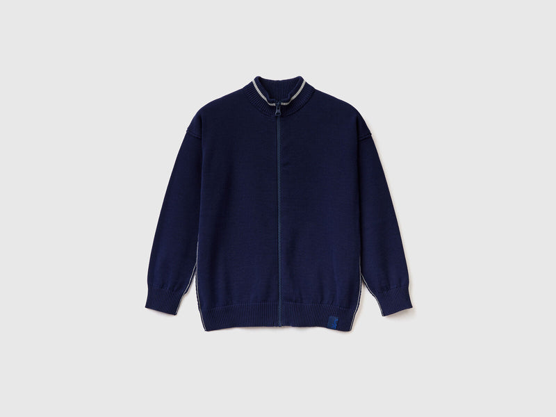 Boys Basic Zipped Cardigan - Navy