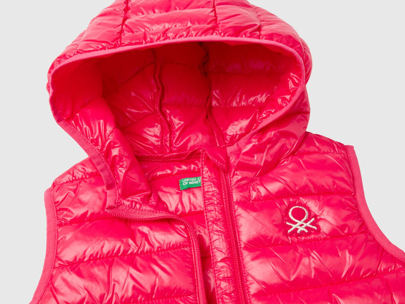 Girls Hooded Gilet - Raspberry