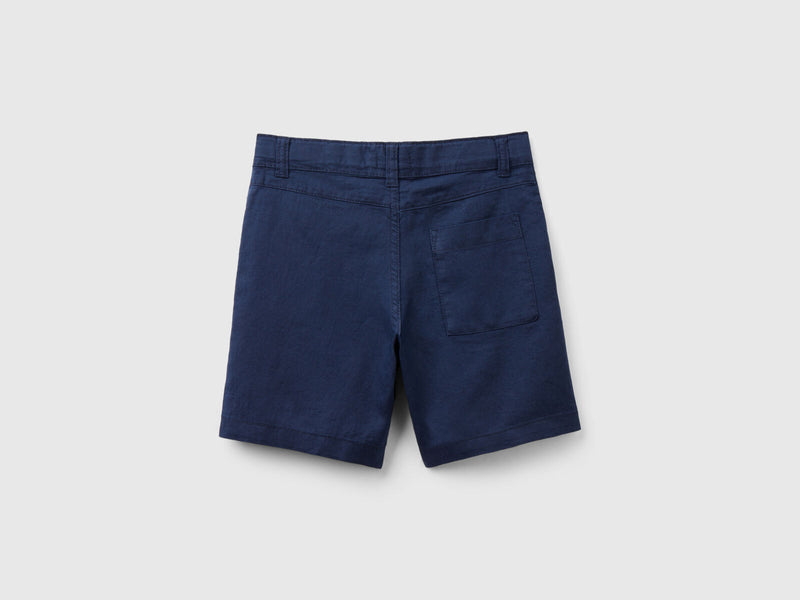 Boys Linen Shorts - Navy