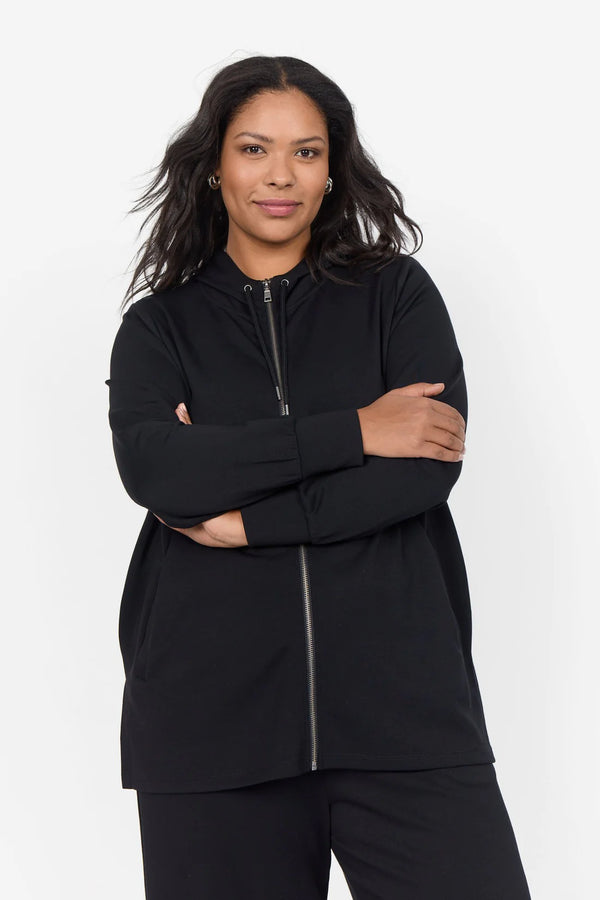 ZIPPED SWEATSHIRT WITH HOOD - Black