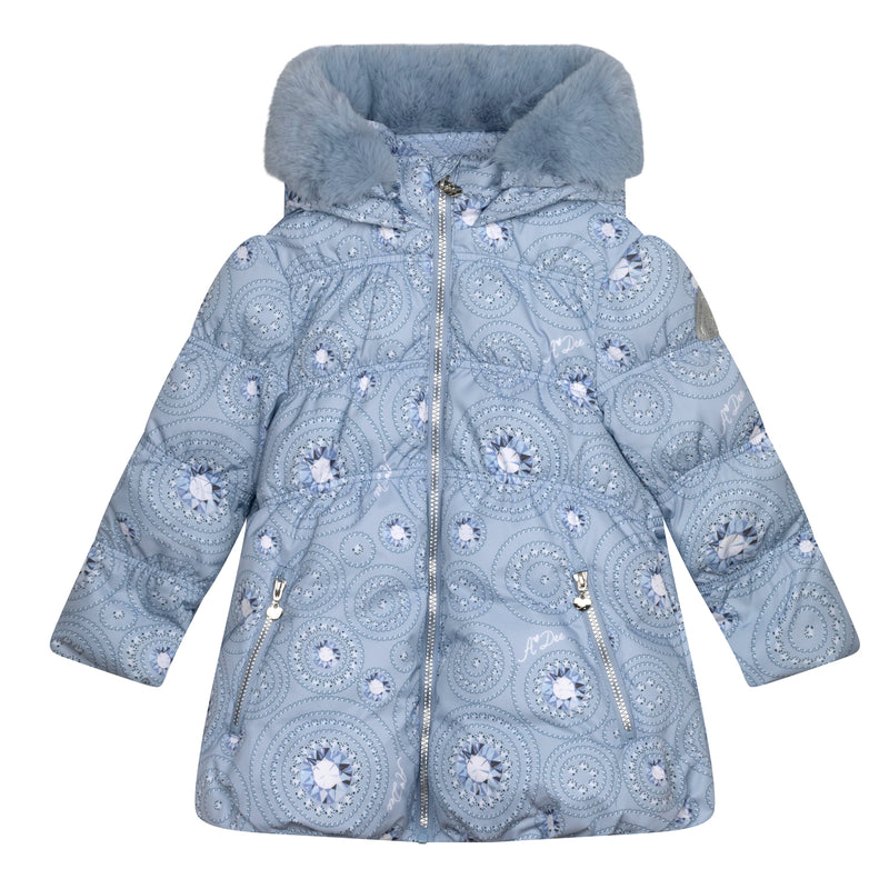 Polly Diamond Print Jacket - Iced Blue