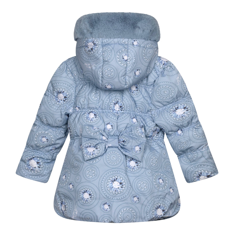 Polly Diamond Print Jacket - Iced Blue