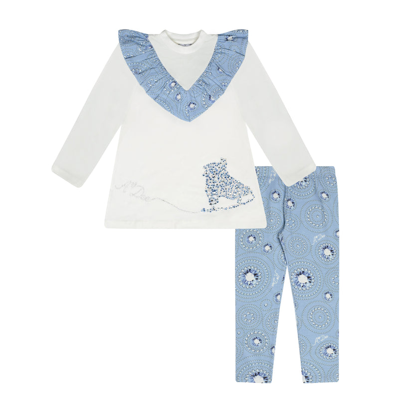 Pearl Ice Skate Legging Set - Snow White