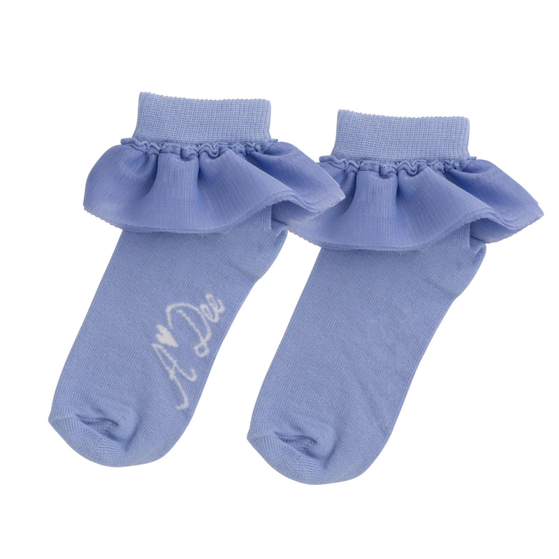 Prim Frill Ankle Socks - Iced Blue