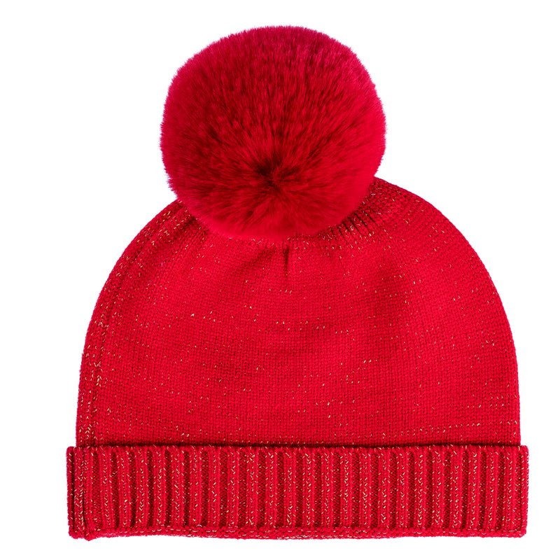 Rani Knitted Pom Pom Hat - Red