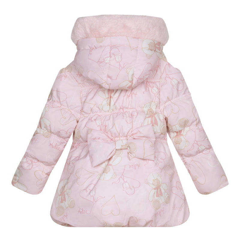 Stella Faux Fur Teddy Print Jacket - Baby Pink