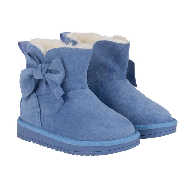 Bowtiful Faux Suede BowDetail Boot - Iced Blue