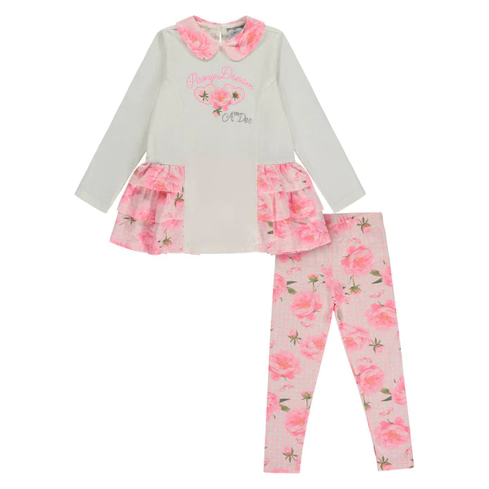 Arlo Peony Dreams Leggings Set - Snow White