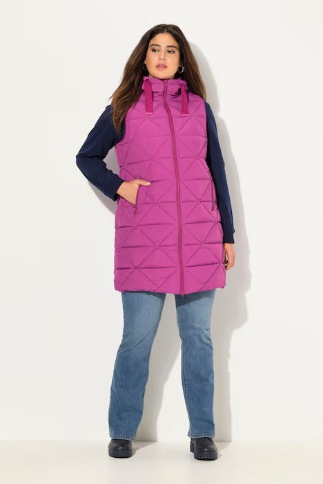 Longline Quilted Gilet - Fuschia