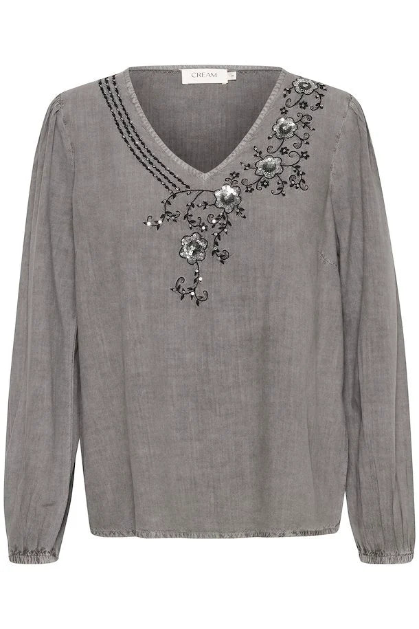 Sequina V Neck Blouse - Alloy