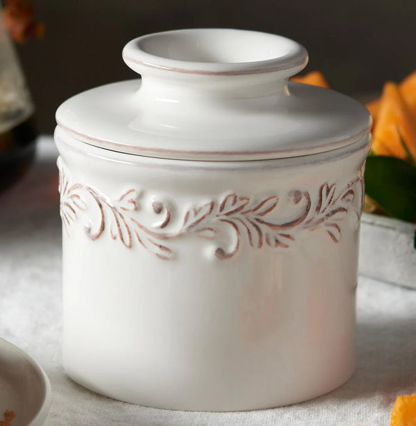 Antique Butter Bell Crock - White Linen