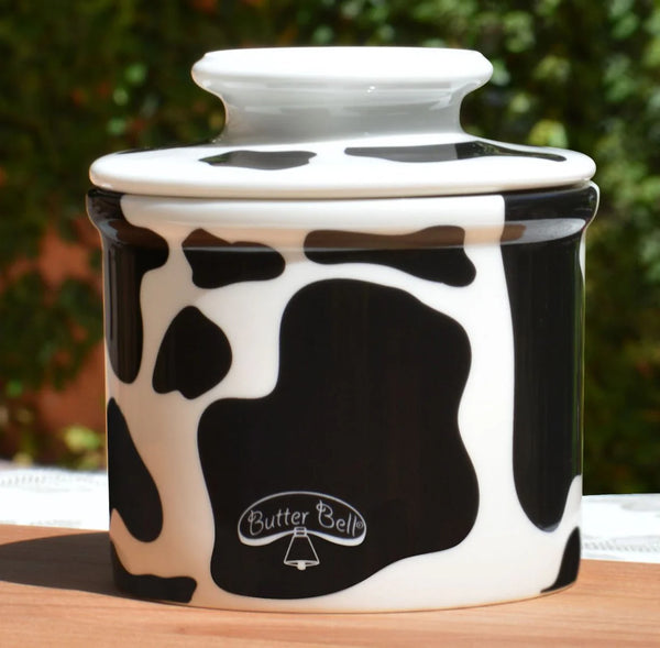 CowBell Black & White Butter Bell Crock