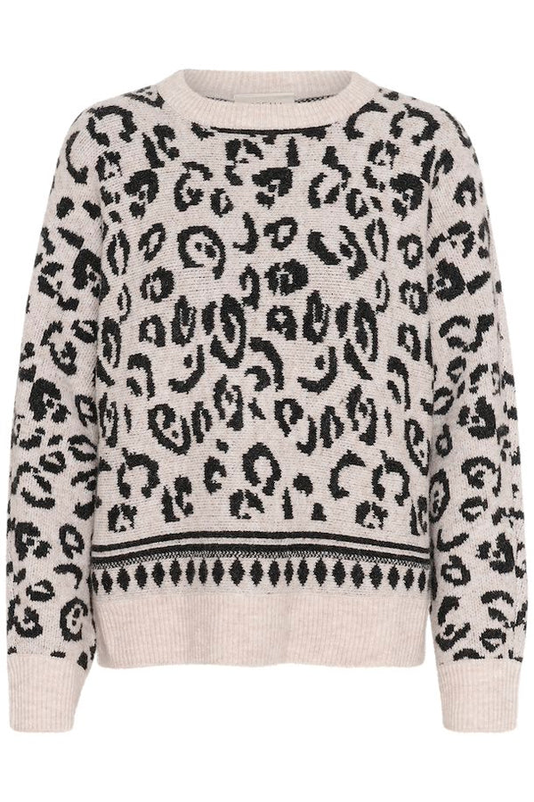 Runi Knit Jumper - Beige/animal Print