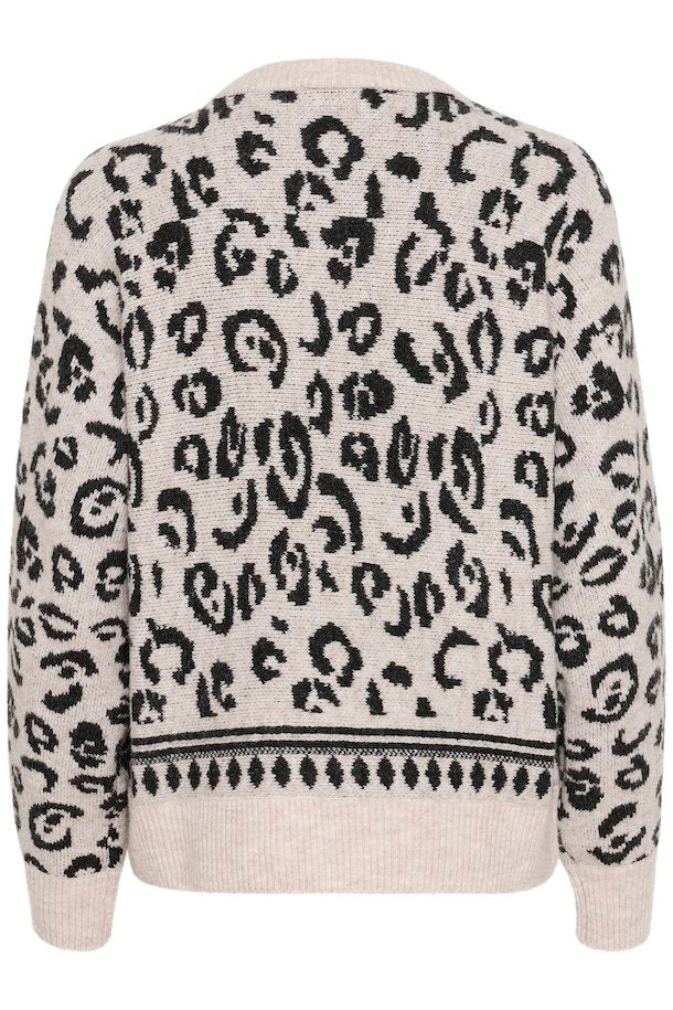 Runi Knit Jumper - Beige/animal Print