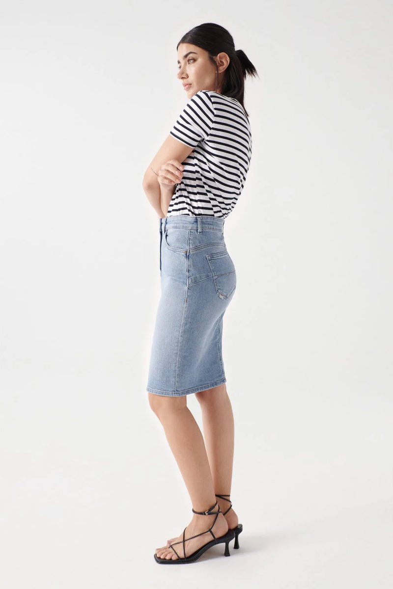 Faith Push In Denim Skirt 126687 - Blue