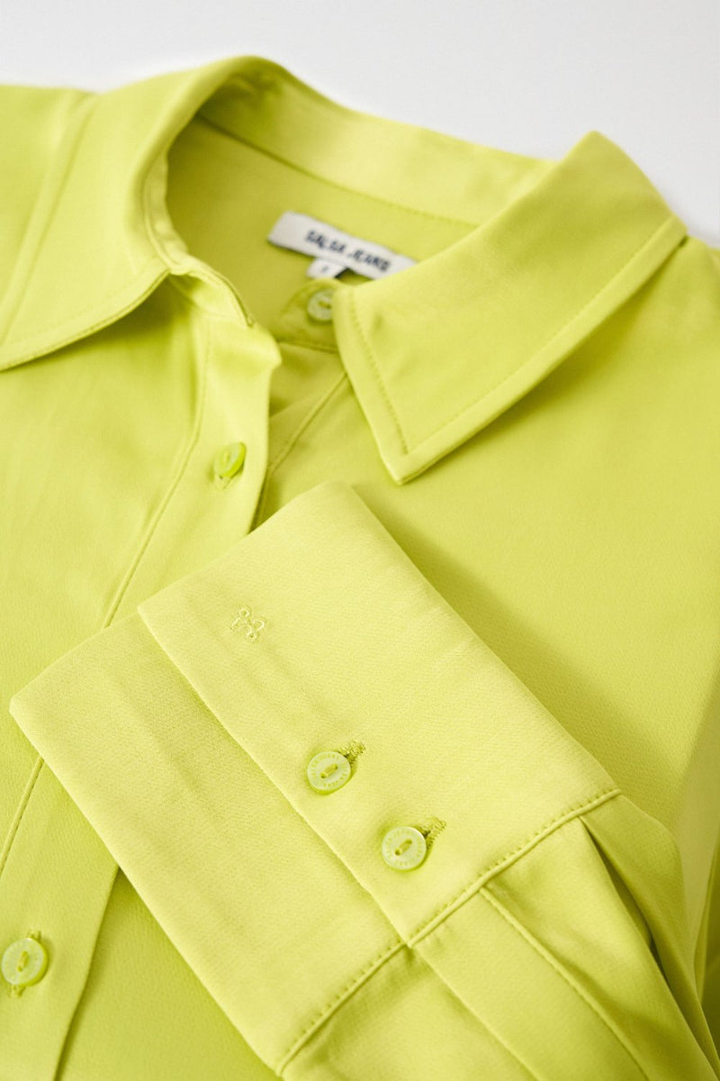 Satin Feel Shirt - Lime Green