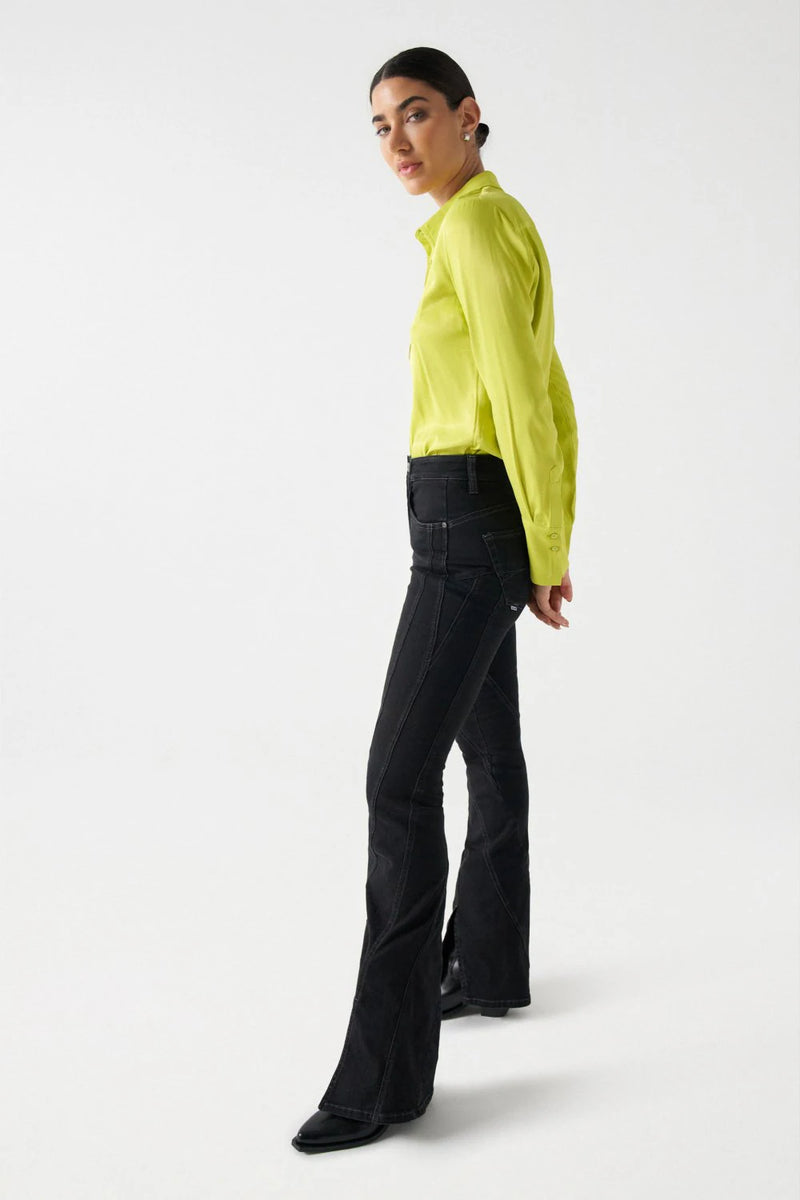 Satin Feel Shirt - Lime Green