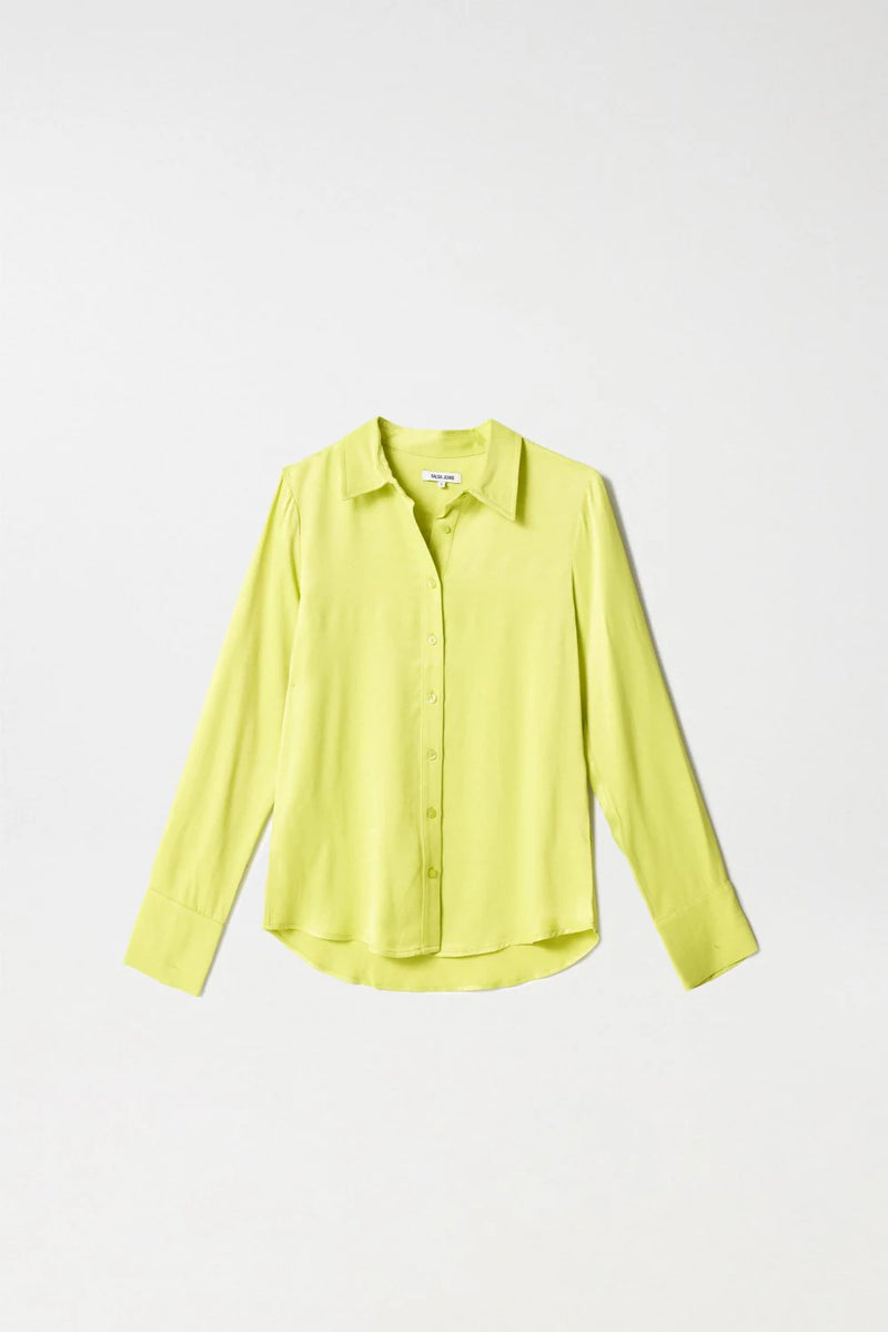 Satin Feel Shirt - Lime Green