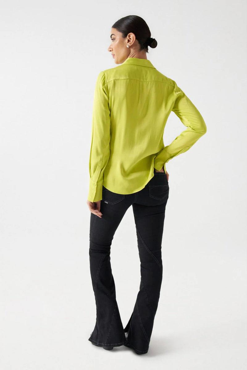 Satin Feel Shirt - Lime Green