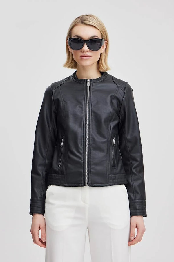 Acom Faux Leather Jacket - Black